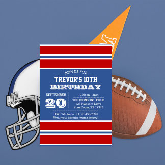 Royal Blue Red and White Team Birthday Invitation