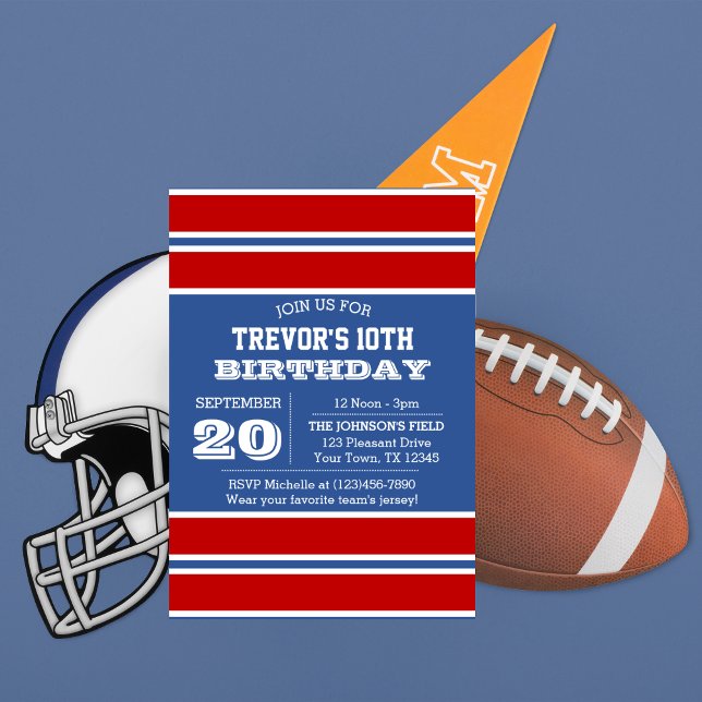 Royal Blue Red and White Team Birthday Invitation (Creator Uploaded)