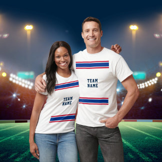 Royal Blue Red Sports Team Name White Unisex T-Shirt