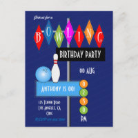 Royal Blue Retro Bowling Birthday Party