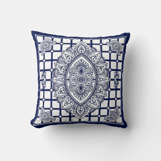Royal Blue Reversible Throw Pillow (Front)