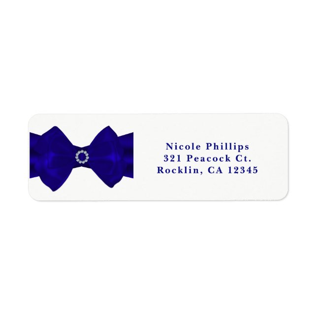 Royal Blue Ribbon & Diamonds Elegant Invitation (Front)