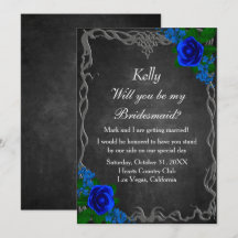 Royal Blue Rose Chalk Board Fall Bridesmaid Card