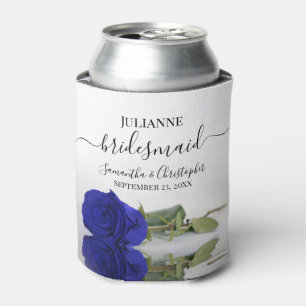 Royal Blue Rose Elegant Bridesmaid Wedding Can Cooler