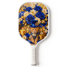 Royal Blue Rose Kitten Pickleball Paddle