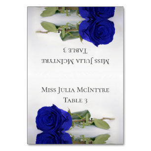 Royal Blue Rose Wedding DIY Fold Place Card