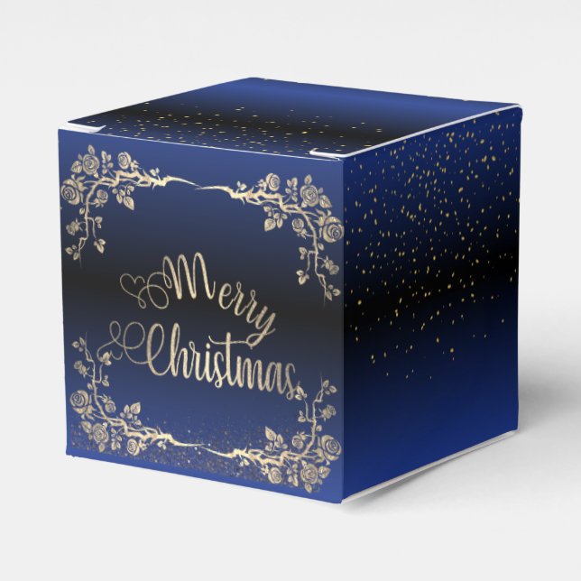 Royal Blue Roses Christmas Gift Box (Front Side)