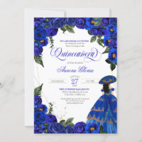 Royal Blue Roses Elegant Charro Dress Quinceaner