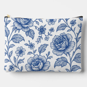 Royal Blue Roses Floral Pattern  Accessory Pouch