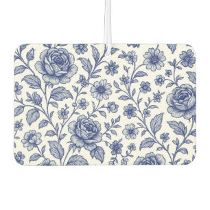 Royal Blue Roses Floral Pattern Car Air Freshener