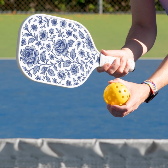 Royal Blue Roses Floral Pattern  Pickleball Paddle (Insitu)
