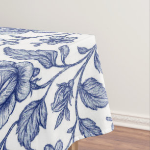 Royal Blue Roses Floral Pattern Tablecloth
