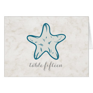 Royal Blue Rustic Starfish Wedding Table Number