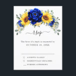 Royal Blue Rustic Sunflower Modern Floral RSVP Postcard<br><div class="desc">Elegant and modern rustic country wedding RSVP postcard features bright yellow sunflower,  Royal blue peonies ,  baby’s breath,  gypsophila floral frame / wreath with eucalyptus leaves. Please find more matching designs and variations from my "blissweddingpaperie" store. And feel free to contact me for further customisation or matching items.</div>