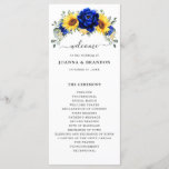 Royal Blue Rustic Sunflower Modern Floral Wedding  Programme<br><div class="desc">Elegant and modern rustic country wedding program features bright yellow sunflower,  Royal blue peonies ,  baby’s breath,  gypsophila floral frame / wreath with eucalyptus leaves. Please find more matching designs and variations from my "blissweddingpaperie" store. And feel free to contact me for further customisation or matching items.</div>