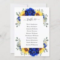 Royal Blue Rustic Sunflower Modern Seating Chart