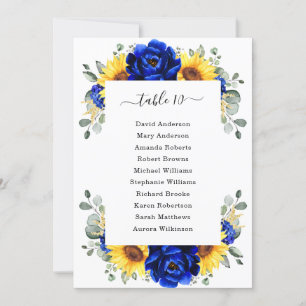 Royal Blue Rustic Sunflower Modern Seating Chart Invitation