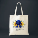 Royal Blue Rustic Sunflower Modern Wedding Bride Tote Bag<br><div class="desc">Elegant and modern rustic country wedding tote bag features bright yellow sunflower,  Royal blue peonies ,  baby’s breath,  gypsophila floral frame / wreath with eucalyptus leaves. Please find more matching designs and variations from my "blissweddingpaperie" store. And feel free to contact me for further customisation or matching items.</div>