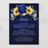 Royal Blue Rustic Sunflower Modern Wedding Details