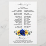 Royal Blue Rustic Sunflower Modern Wedding Program<br><div class="desc">Elegant and modern rustic country wedding program features bright yellow sunflower,  Royal blue peonies ,  baby’s breath,  gypsophila floral frame / wreath with eucalyptus leaves. Please find more matching designs and variations from my "blissweddingpaperie" store. And feel free to contact me for further customisation or matching items.</div>