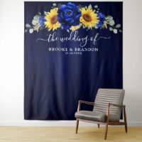 Royal Blue Rustic Sunflower Modern Wedding