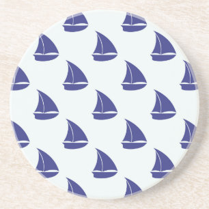 Royal Blue Sailboat Pattern Coaster