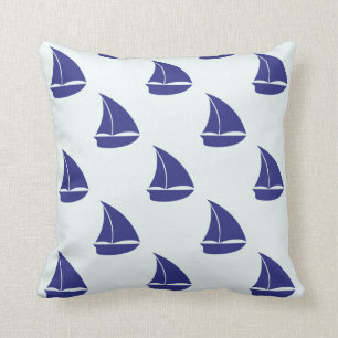 Royal Blue Sailboat Pattern Cushion