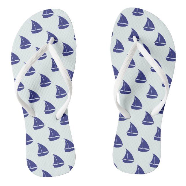 Royal Blue Sailboat Pattern Jandals (Footbed)