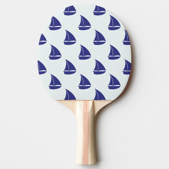 Royal Blue Sailboat Pattern Ping Pong Paddle (Front)