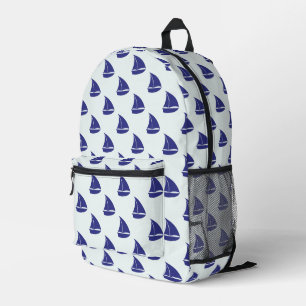 Royal Blue Sailboat Pattern Printed Backpack