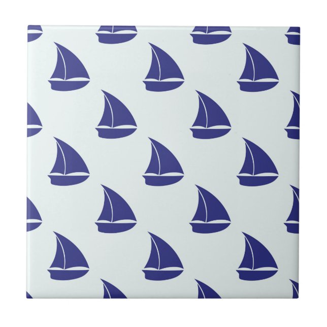 Royal Blue Sailboat Pattern Tile (Front)