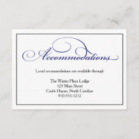 Royal Blue Script Wedding Accommodations Card