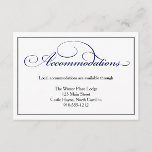 Royal Blue Script Wedding Accommodations Card