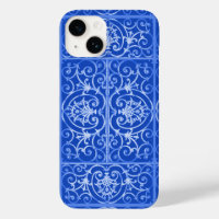 Royal blue scrollwork pattern