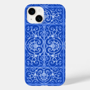 Royal blue scrollwork pattern Case-Mate iPhone 14 case