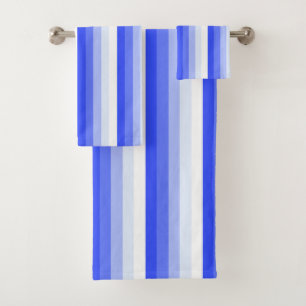Royal blue shadow stripes bath towel set