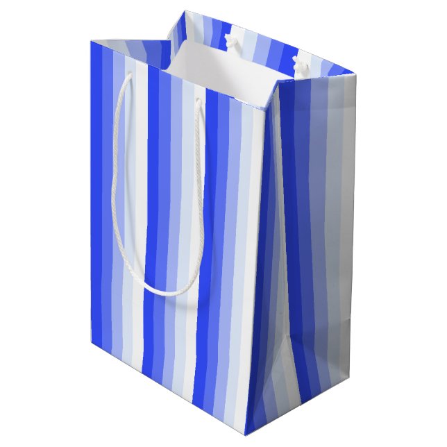 Royal blue shadow stripes medium gift bag (Back Angled)