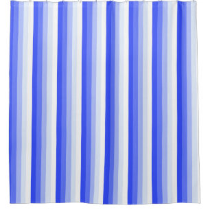 Royal blue shadow stripes shower curtain