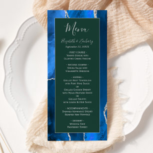Royal Blue Silver Agate Emerald Green Wedding Menu