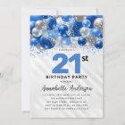 Royal Blue Silver Balloon Glitter 21st Birthday