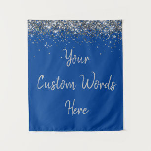 Royal Blue Silver Birthday Party Photo Booth Prop Tapestry