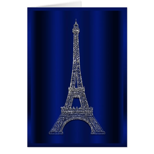 Royal Blue & Silver Eiffel Tower Paris Thank You (Front)