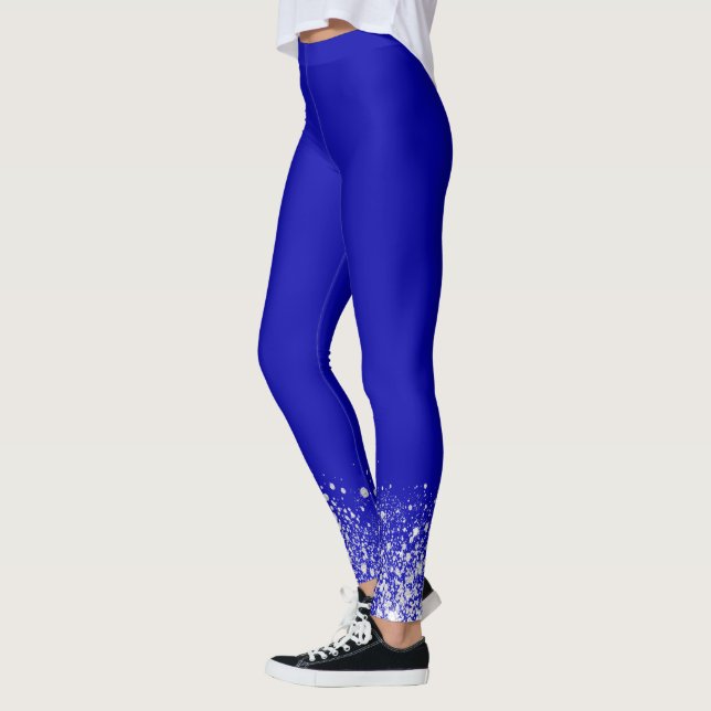 Royal blue silver glitter dust leggings (Left)