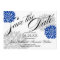 Royal Blue Silver-Grey Burst Script Save The Date