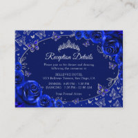 Royal Blue Silver Quinceanera Reception Details