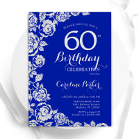 Royal Blue Silver Roses 60th Birthday Party