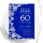 Royal Blue Silver Roses Surprise 60th Birthday Invitation<br><div class="desc">Royal blue silver floral surprise 60th birthday party invitation. Elegant design featuring roses,  faux silver foil and typography script font. Trendy invite card perfect for a stylish female bday celebration. Can be customised to any age. Printed Zazzle invitations or instant download digital printable template.</div>