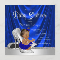 Royal Blue Silver Shoe Baby Shower