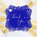 Royal blue silver thank you favour tags<br><div class="desc">For a girly and glamorou (or any age) birthday party,  bridal shower or baby shower.  A royal blue background with elegant faux silver sparkles.  On the front the text: Thank You
Back: add your thank you note and name.</div>