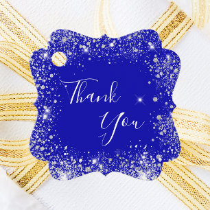 Royal blue silver thank you favour tags